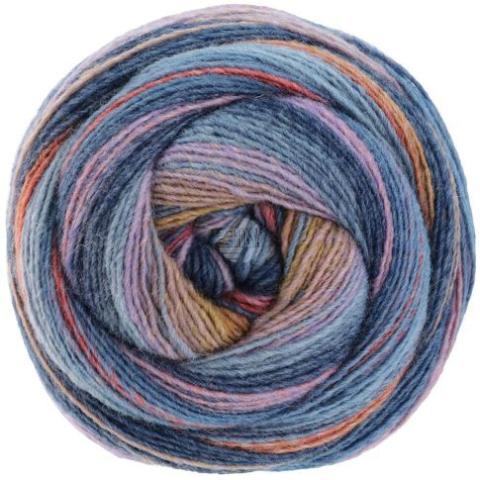 Gomitolo Arte - Single Ply Yarn with Dégradé Effect - Blue/Denim/Rose/Taupe  Col. 1017 - 200g Skein