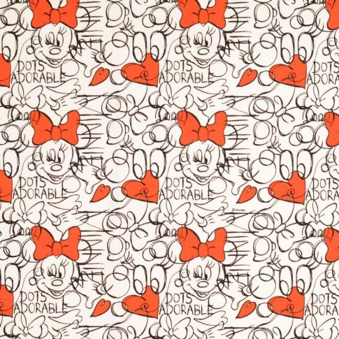 Jersey Minnie Mouse Drawng On Off White Licensed