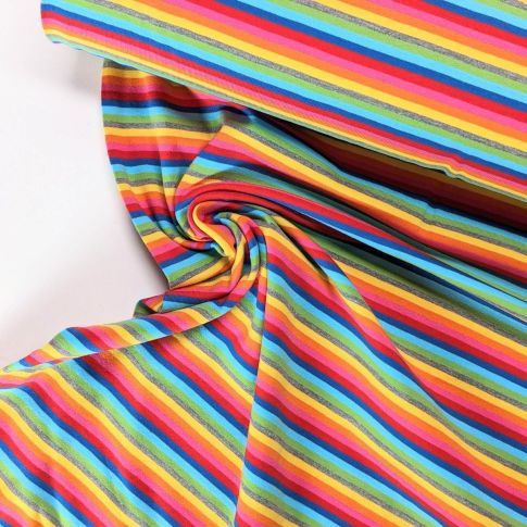 Rainbow stripe fabric Jersey knit fabric by Poppy