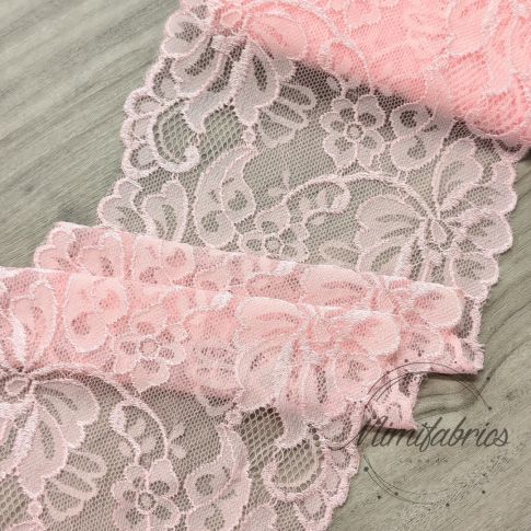 Stretch Lace Light Pink 15cm wide Per 50cm