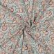 Cotton Jersey Fabric - Flower Outlines Coral/Green on Light Grey Melange