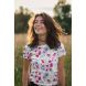 BOLT END - 175 CM - Cotton Jersey Fabric - Watercolor Flowers