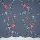 BOLT END - 225 CM - Chambray Denim Blue with Red and Blue Flower Embroidery and Scalloped Edge