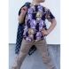 BOLT END - 120 CM - Cotton Jersey Fabric - Dogs on Dark Purple
