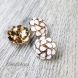 20 mm Metal Coat Button (Shank) - gold with white floral enamel - 1pcs