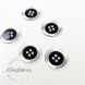 20 mmPoly Button - Two Tone Black with Clear Rim - 4 Holes - 1pcs