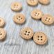 15 mm Wood Button - Burnt in Stitch Design - 4 Holes - 1pcs
