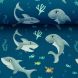 Cotton Jersey "Ahoi" Sharks on Blue