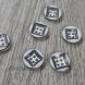 12 mm Resin Button - Layered Black and White Square - 4 Holes - 1pcs