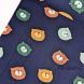 Jersey knit fabric with cute bear faces on dark blue - Made with Organic Cotton