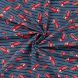 BOLT END - 100 CM - Fire Trucks on Blue and White Striped Background- Cotton Jersey Fabric