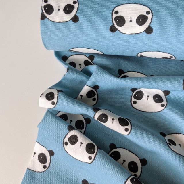 Cotton Flannel - Panda Faces - Blue