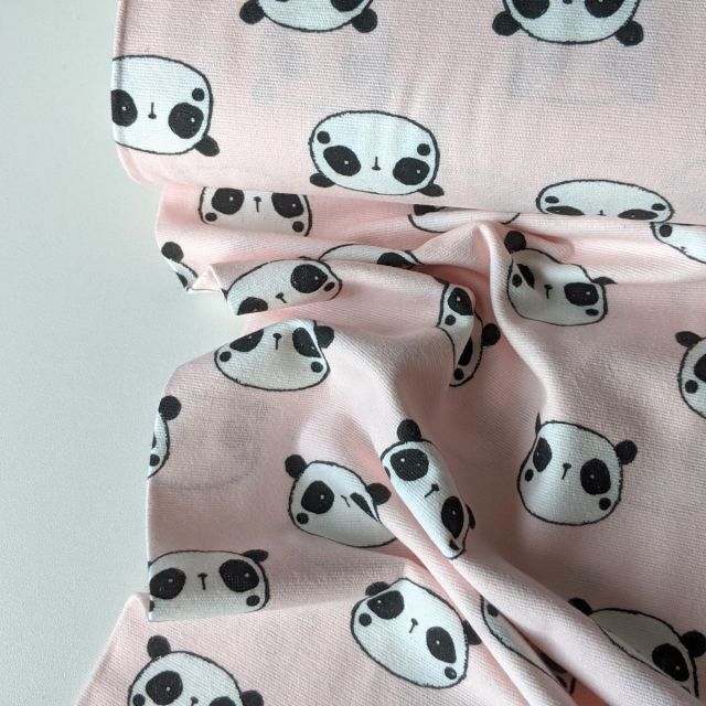 Cotton Flannel - Panda Faces - Light Pink