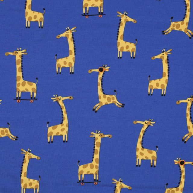 Happy Giraffes on Blue - Jersey