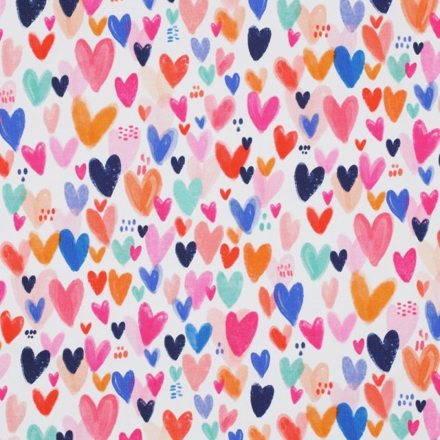 Colorful Hearts on White - Jersey