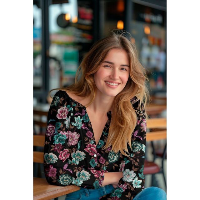 Blossoms in the Dark - Rosella Stretch Viscose Twill