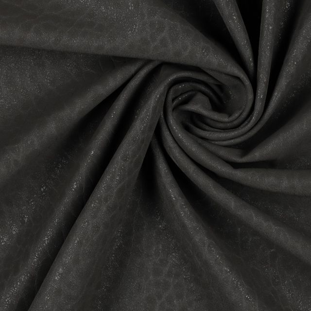 Stretch Faux Leather with Texture and Faux Suede Backing - Dark Grey (Suitable for Clothing)