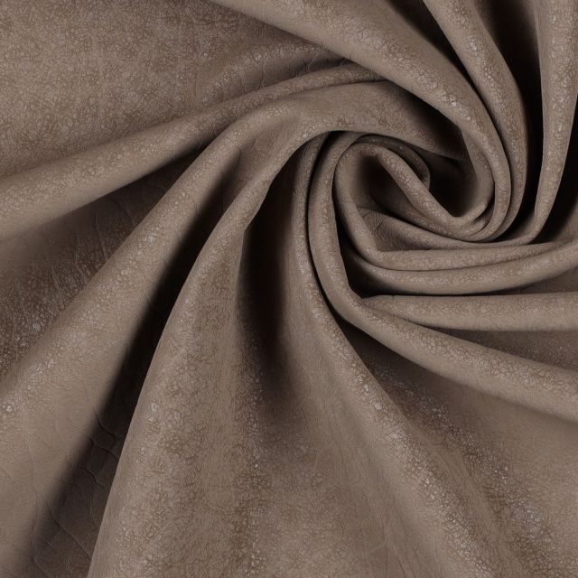 Stretch Faux Leather with Texture and Faux Suede Backing - Beige (Suitable for Clothing)