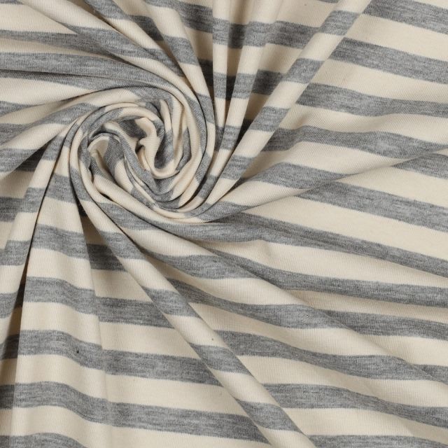 Neutral Stripes - Yarn Dyed Jersey Light Grey/Off White