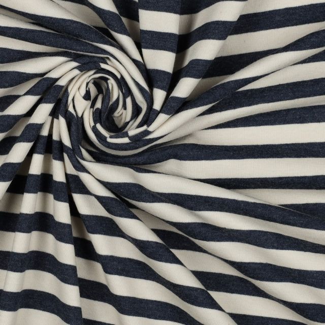 Neutral Stripes - Yarn Dyed Jersey Dark Blue/Off White