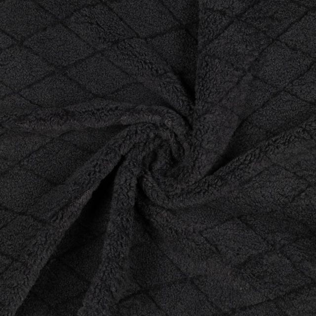 Diamond Pattern Stretch Fleece - Charcoal
