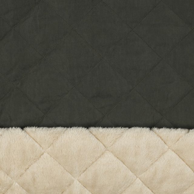 Quilted  - Nylon / Faux Fur - Pickle Green