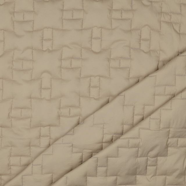 Quilted Nylon with Nylon Lining - Stepped Graphic - Beige