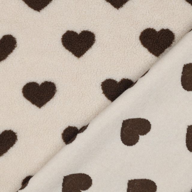 Teddy Hearts - Faux Fur - Beige/Brown