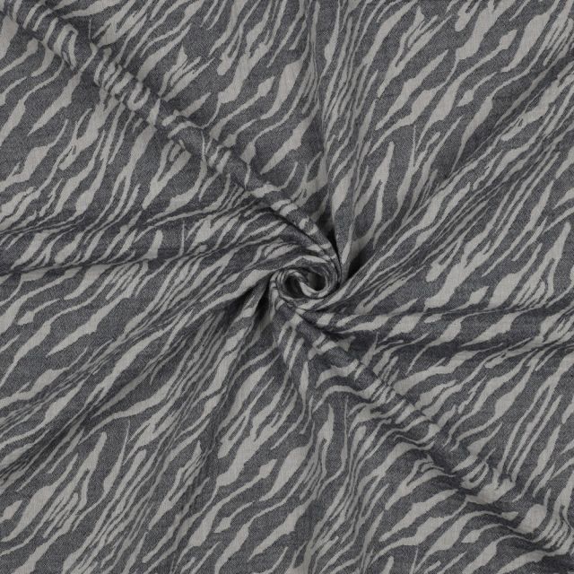 Double Gauze - Jacquard Weave Wavy Stripes Pattern in Blue
