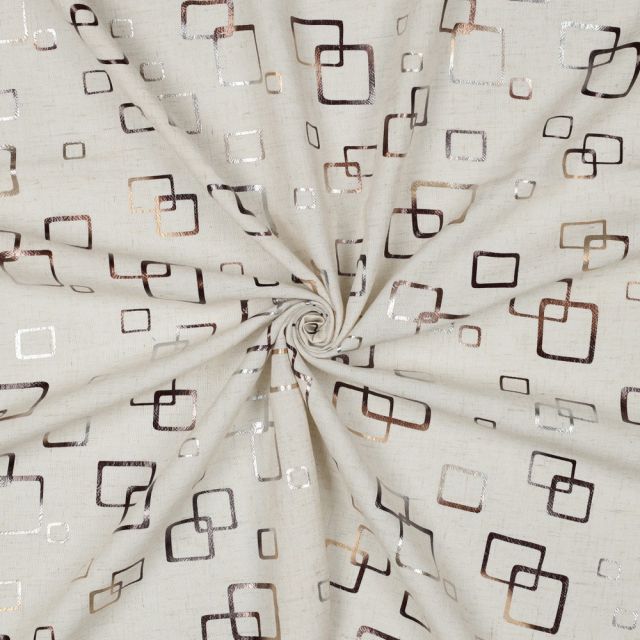 Geometric Foil Print on Lightweight Linen/Viscose Challis