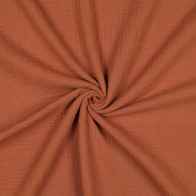 Double Gauze - Solid Dark Caramel col.47 - 100% Organic Cotton