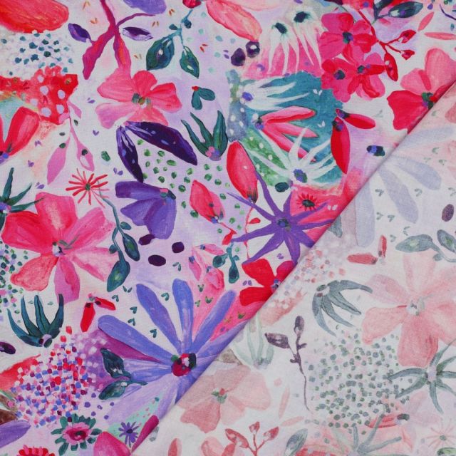 BOLT END - 270 CM - "Soiree" in pink tones by Nerida Hansen - Lenzing Ecovero Challis