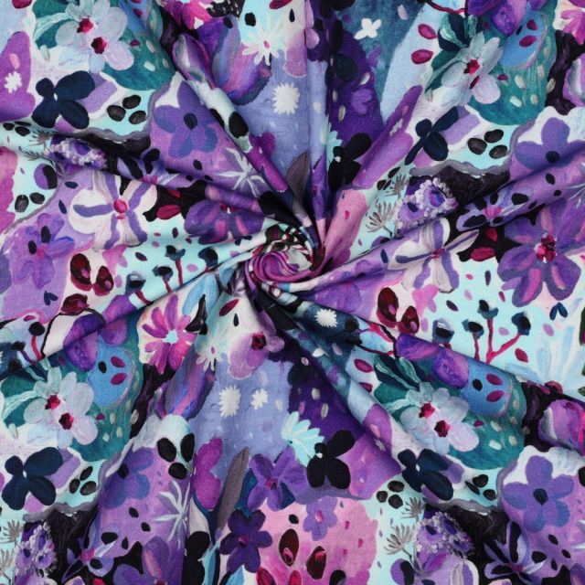 "Settle Petal"  Purple Tones by Nerida Hansen - Brushed French Terry