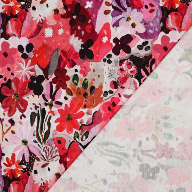 "Settle Petal"  Coral Tones by Nerida Hansen - Brushed French Terry