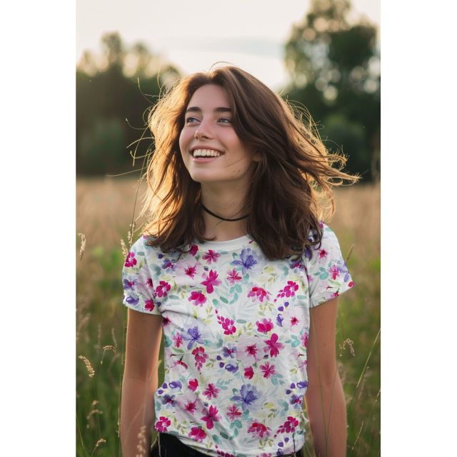Cotton Jersey Fabric - Watercolor Flowers