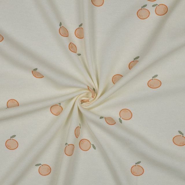 Soft Waffle Knit with Oranges - Natural