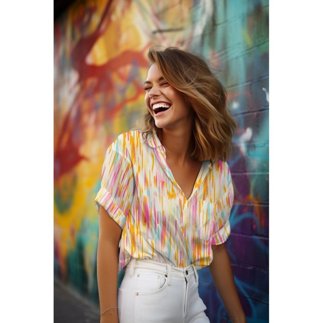 Viscose Challis - Abstract Stripes "Pink Lemonade"