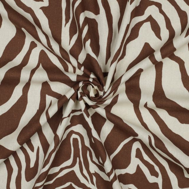 Linen/Viscose Blend Fabric - Animal Print Brown/Natural