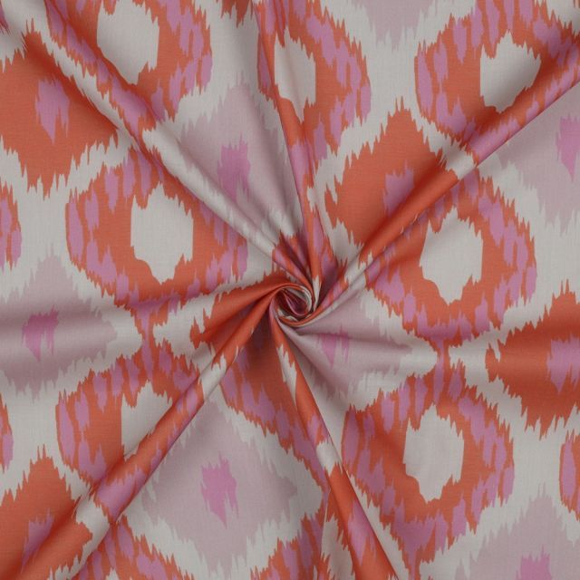 Cotton Voile with Watercolor Diamond Patter Peach/Pink/Sand