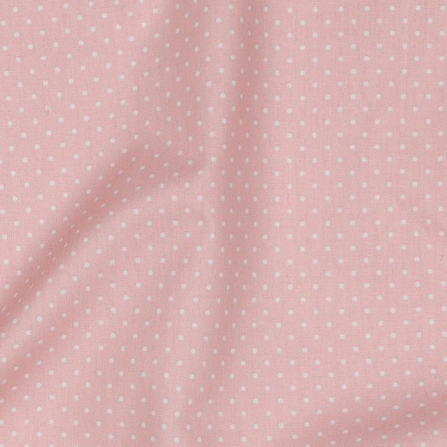 Cotton Poplin Fabric - Mini Polka Dots White on Rose Pink (Col. 12)