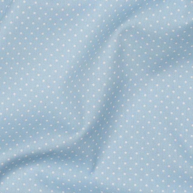 Cotton Poplin Fabric - Mini Polka Dots White on Light Blue (Col. 20)
