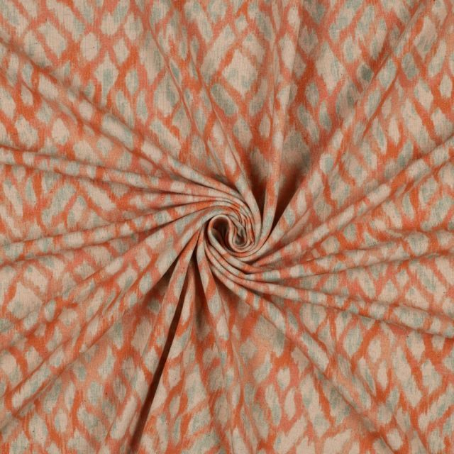 Linen/Cotton Blend Jersey with Abstract Design - Apricot