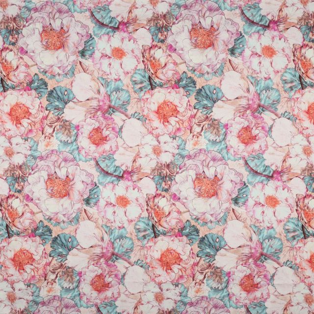 Cotton Satin "Japanese Anemone" by Nerida Hansen