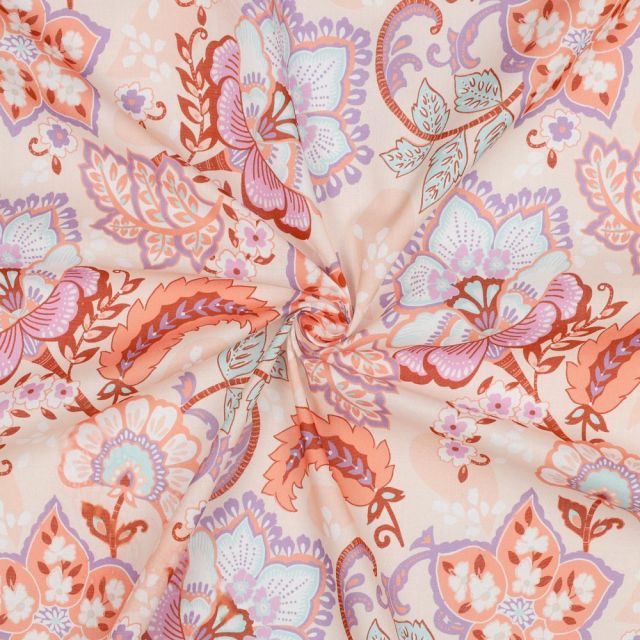 Cotton Voile "Stella" by Nerida Hansen - Peach/Lavender/Mint