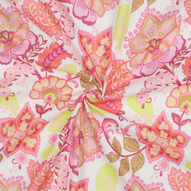Cotton Voile "Stella" by Nerida Hansen - Fuchsia/Pink/Coral/Green