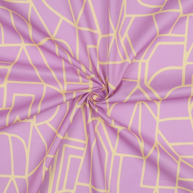 Cotton Voile "Town" by Nerida Hansen - Lavender/Soft Yellow