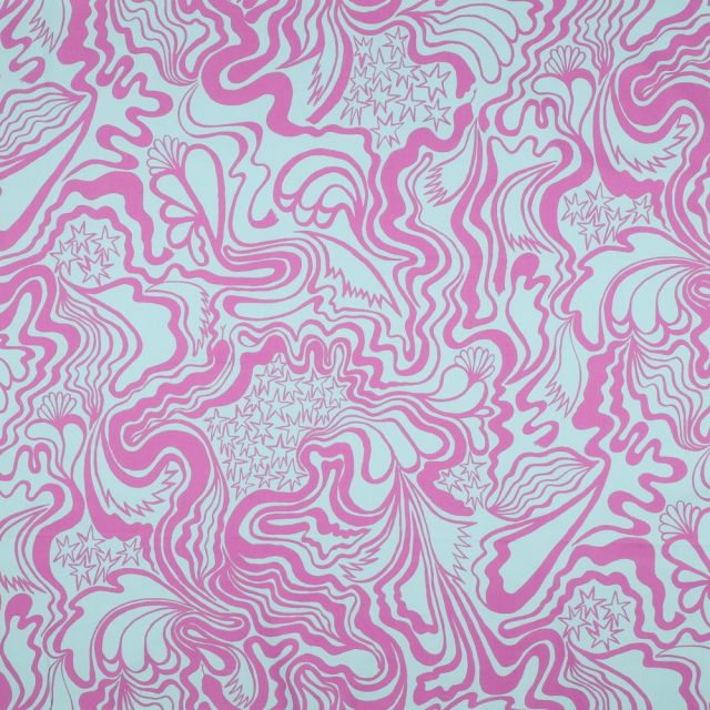 Fine Cotton Poplin Fabric "The Wanderer" by Nerida Hansen - Mint/Purple