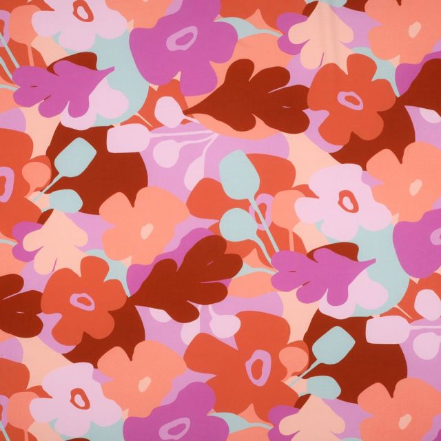 Lenzing Ecovero Challis "Trail Run" by Nerida Hansen - Terra/Peach/Purple