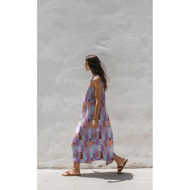 Lenzing Ecovero Challis "Shapeshifter" by Nerida Hansen - Lilac/Peach/Mint