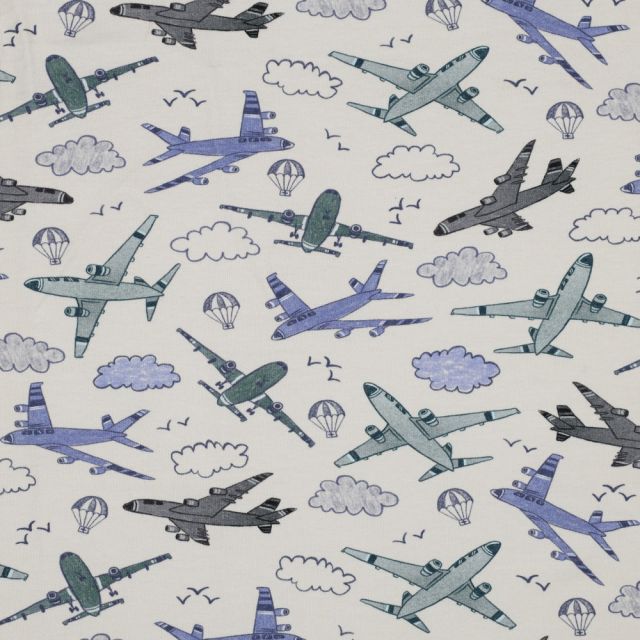 Cotton Jersey Fabric - Airplanes